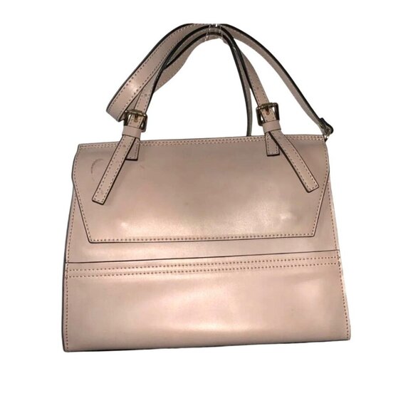 Pale Leather Italian Handmade Structured Satchel Handbag With Adjustable Straps - Picture 1 of 9